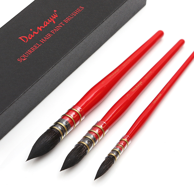 Gouache Paint Set - Dainayw 3 pennelli rotondi in pelo